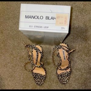 Cheetah Print Strappy Open Toe Manolo Blahnik Heels!